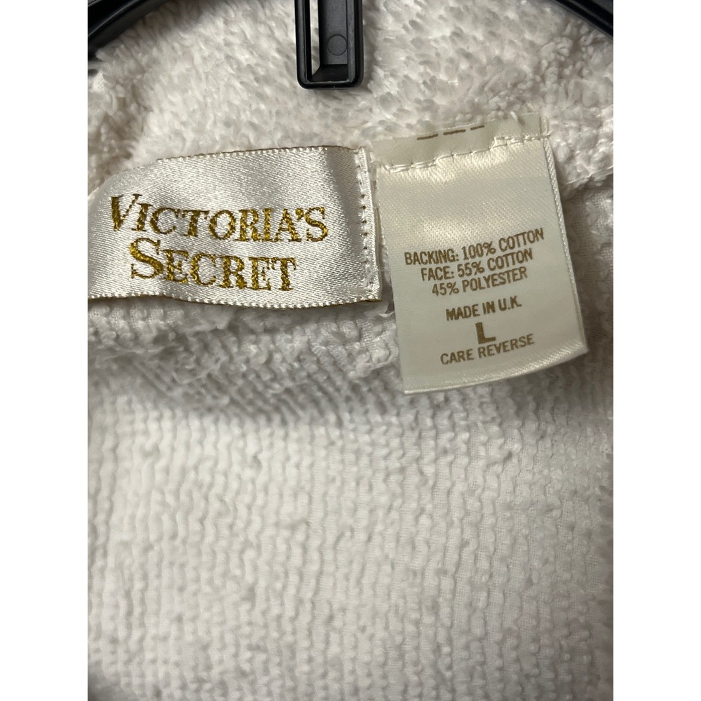 Victoria's Secret Plush Robe Full Length Cream White Textured Sleeve L Cozy Chic - Picture 4 of 11
